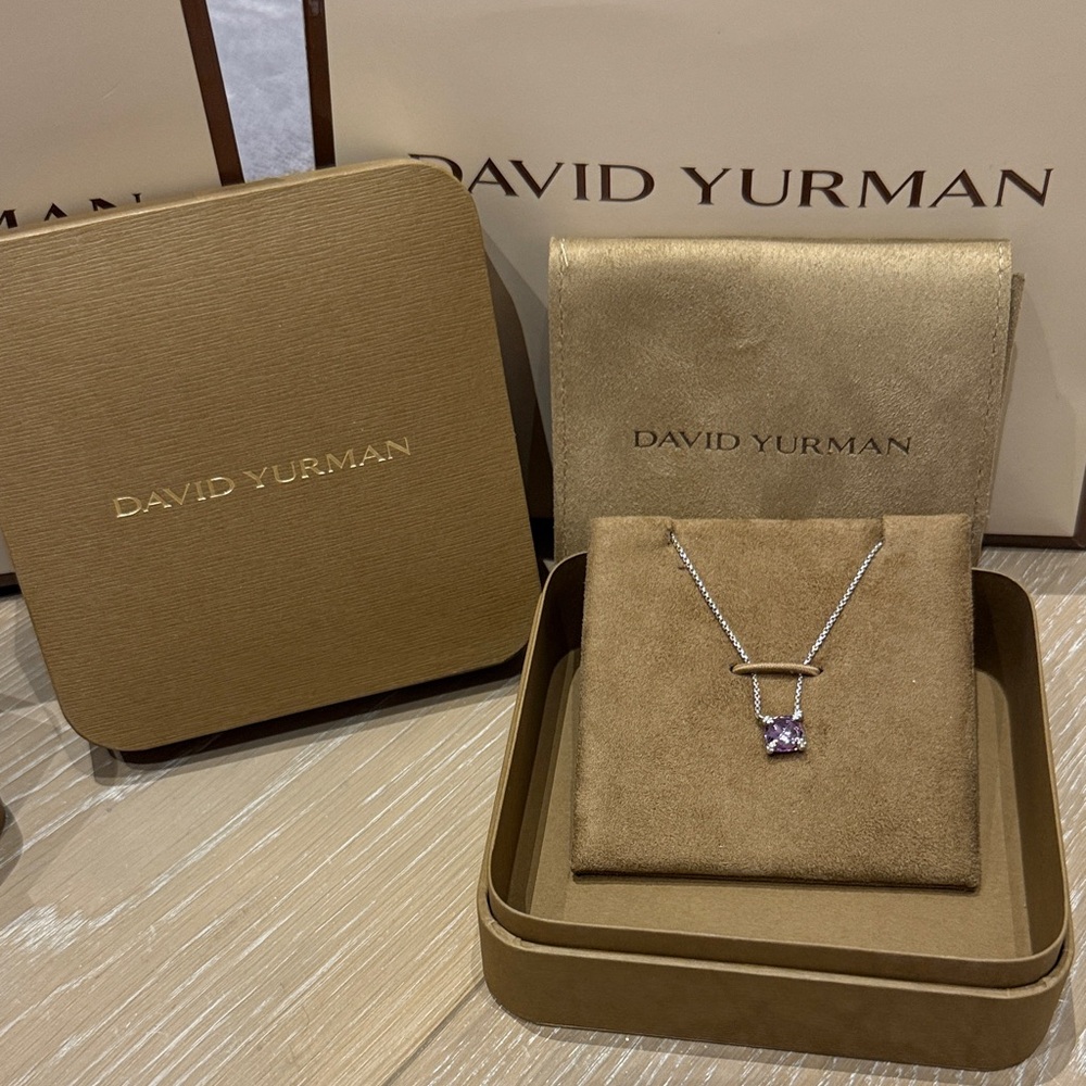 David Yurman Silver Necklace with Purple Gemstone - Picture 3 of 7